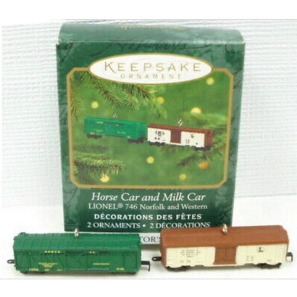 Horse Car and Milk Car Lionel Train Ornaments
